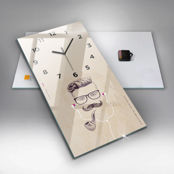 Modern vertical wall clock Man with a pipe