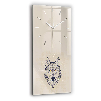 Modern vertical wall clock Wolf head