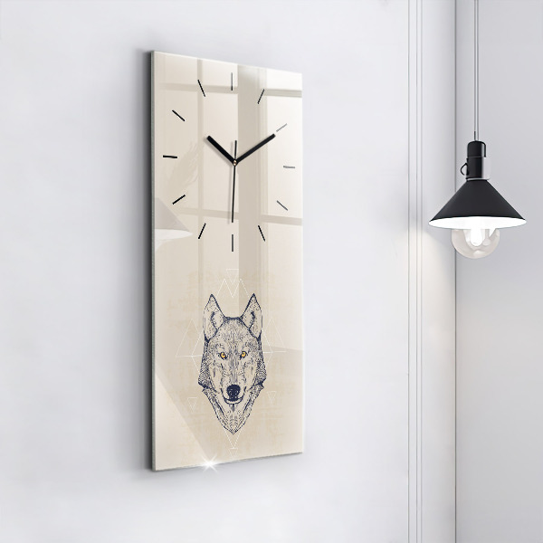 Modern vertical wall clock Wolf head