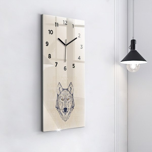Modern vertical wall clock Wolf head