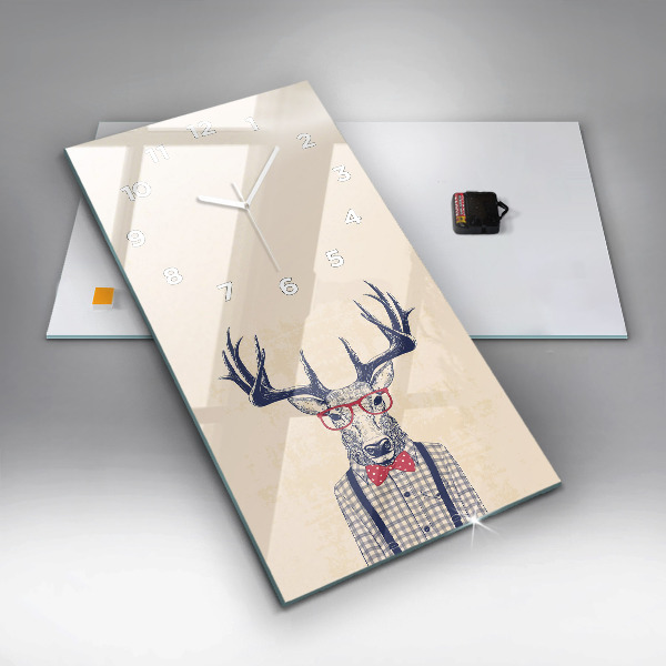 Modern vertical wall clock Deer in a shirt