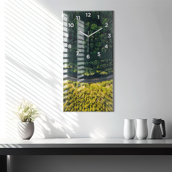 Modern vertical wall clock Forest from a bird's eye view