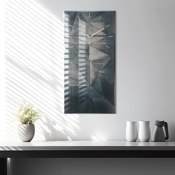 Modern vertical wall clock Metal abstract triangles