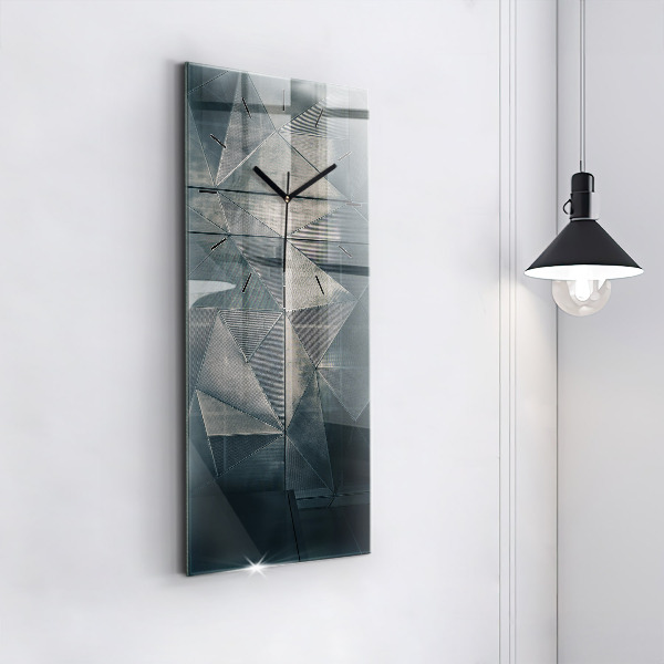 Modern vertical wall clock Metal abstract triangles