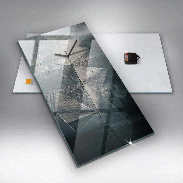 Modern vertical wall clock Metal abstract triangles