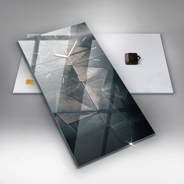 Modern vertical wall clock Metal abstract triangles