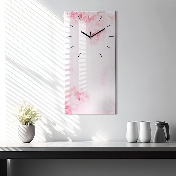 Modern vertical wall clock Blooming flowers