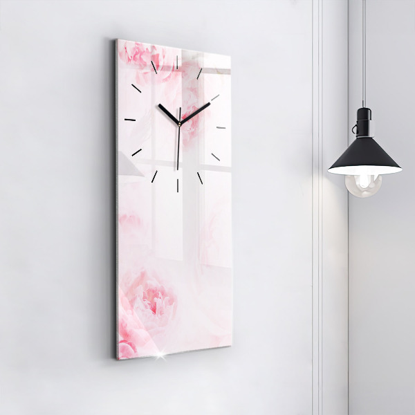 Modern vertical wall clock Blooming flowers