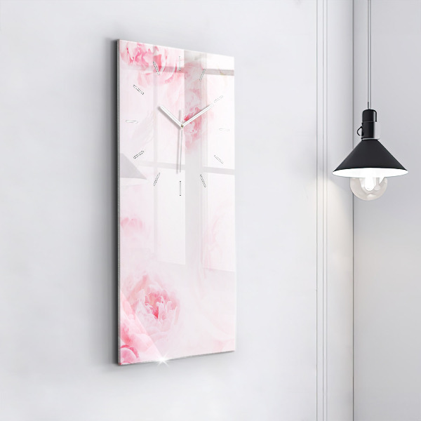 Modern vertical wall clock Blooming flowers