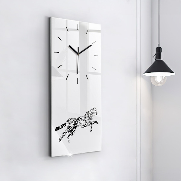 Modern vertical wall clock Silhouette of a panther