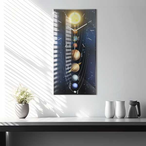 Modern vertical wall clock Solar system
