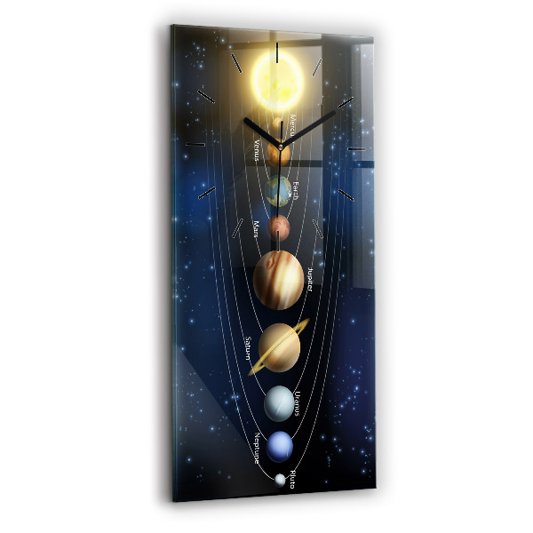 Modern vertical wall clock Solar system