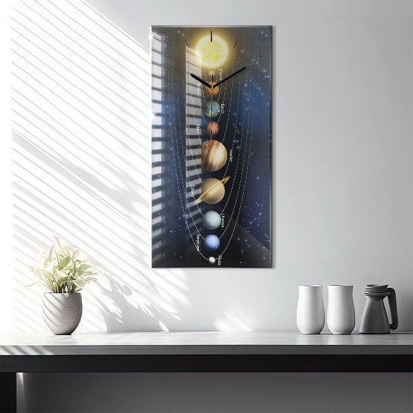 Modern vertical wall clock Solar system