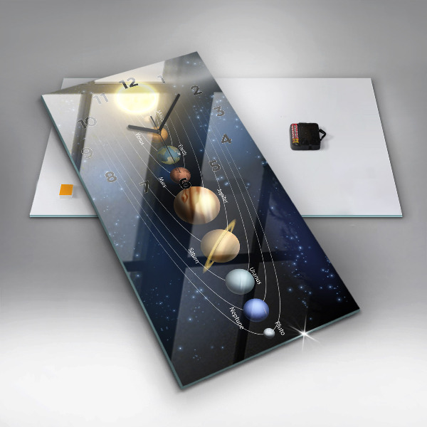 Modern vertical wall clock Solar system