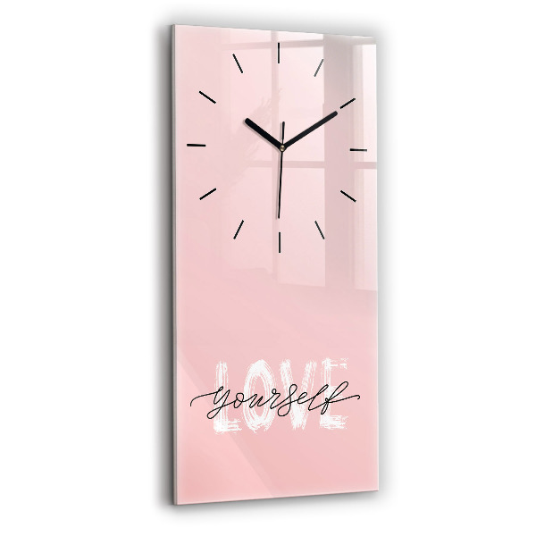 Modern vertical wall clock The inscription Love yourself
