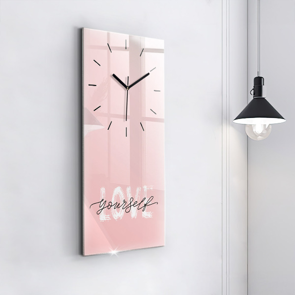 Modern vertical wall clock The inscription Love yourself