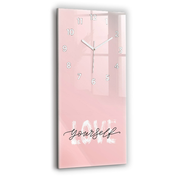 Modern vertical wall clock The inscription Love yourself