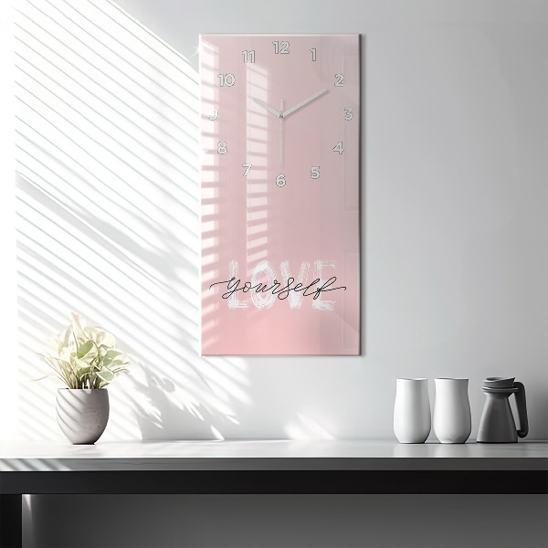 Modern vertical wall clock The inscription Love yourself