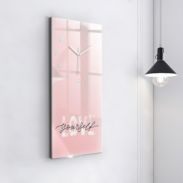 Modern vertical wall clock The inscription Love yourself