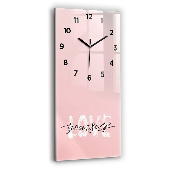 Modern vertical wall clock The inscription Love yourself