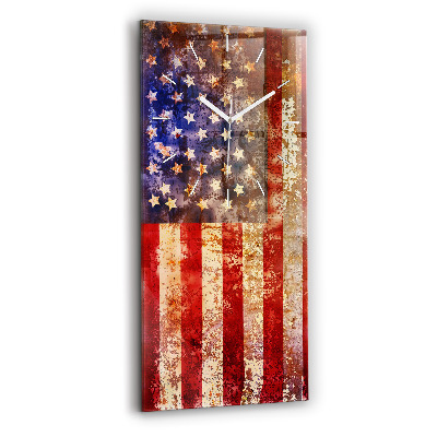 Modern vertical wall clock Vintage USA Flag