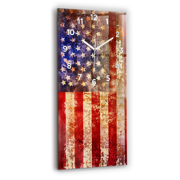 Modern vertical wall clock Vintage USA Flag