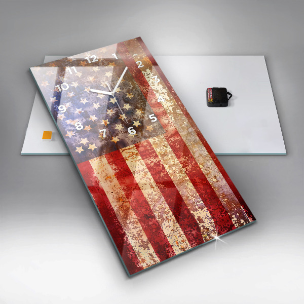 Modern vertical wall clock Vintage USA Flag