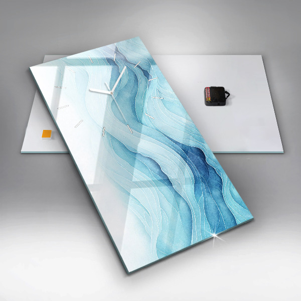 Modern vertical wall clock Blue clouds