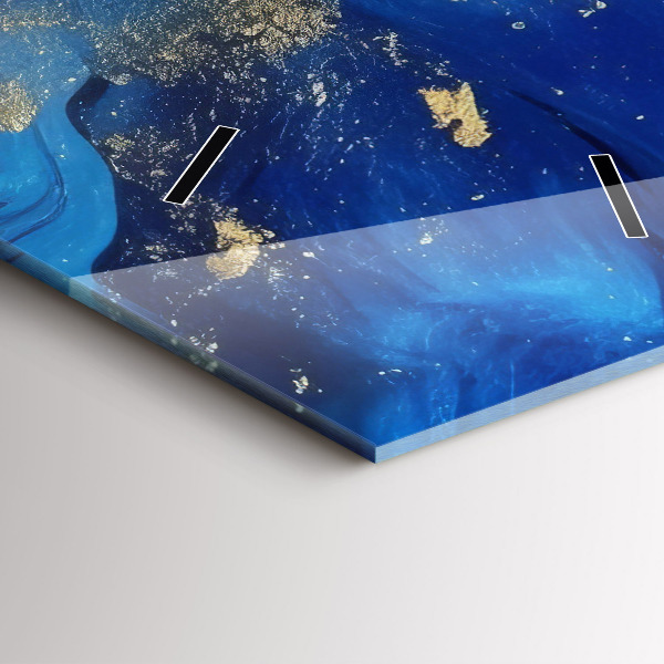 Modern vertical wall clock Blue marble