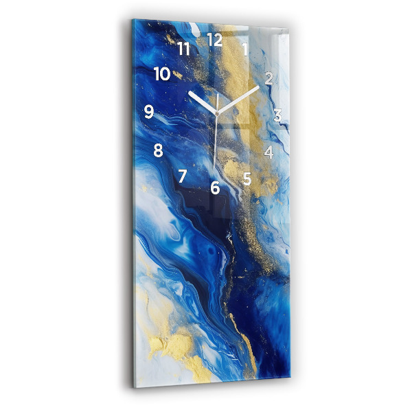 Modern vertical wall clock Blue marble