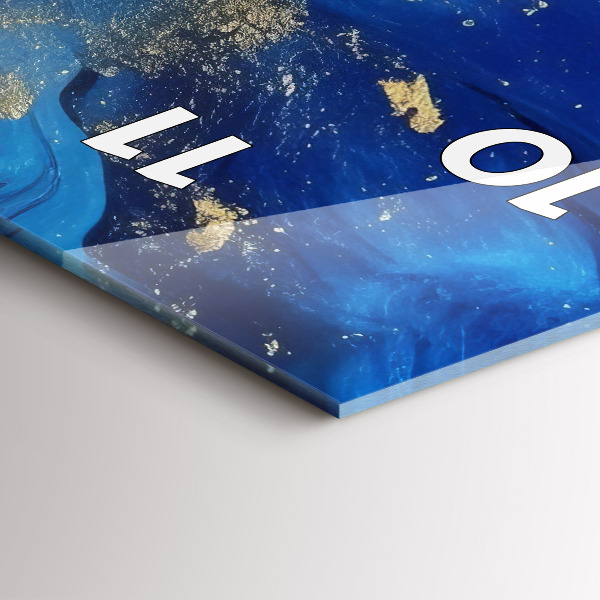 Modern vertical wall clock Blue marble