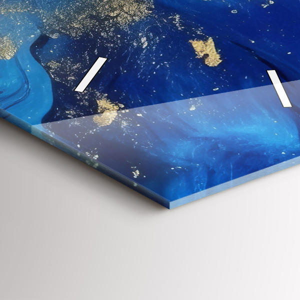 Modern vertical wall clock Blue marble