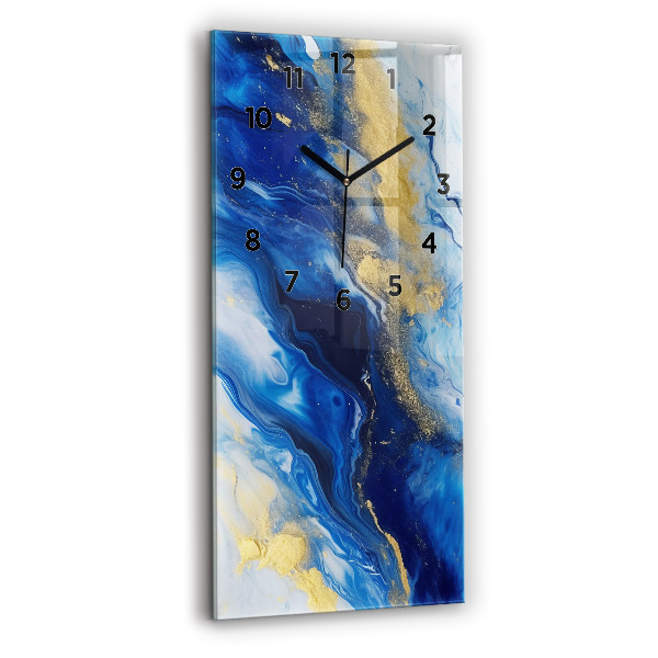 Modern vertical wall clock Blue marble