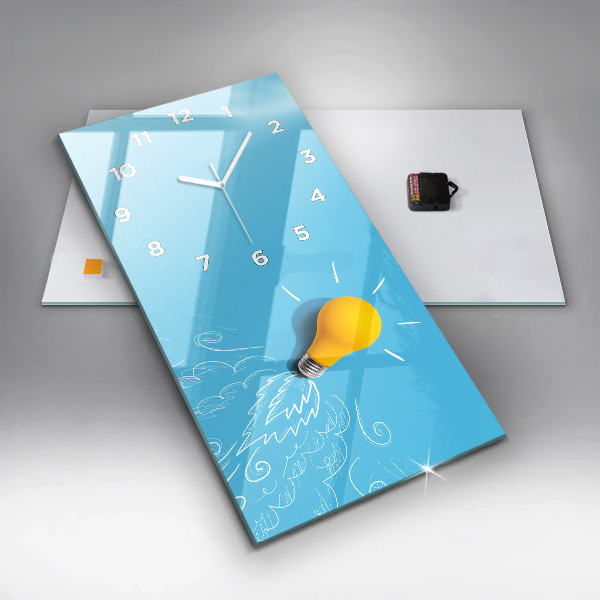 Modern vertical wall clock Light bulb drawing