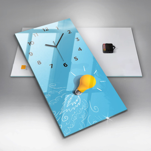 Modern vertical wall clock Light bulb drawing