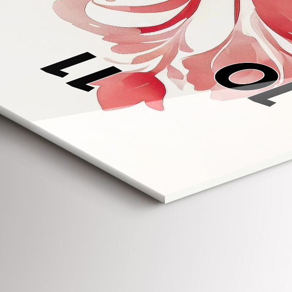 Modern vertical wall clock Red flowers