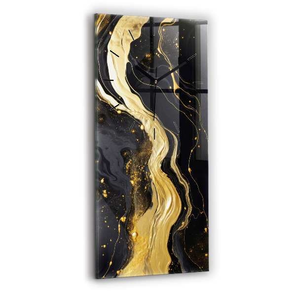Modern vertical wall clock Gold marble