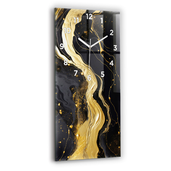 Modern vertical wall clock Gold marble