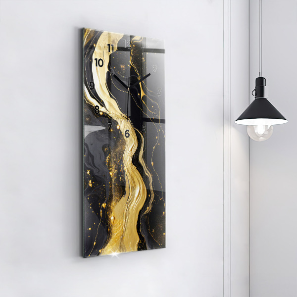 Modern vertical wall clock Gold marble