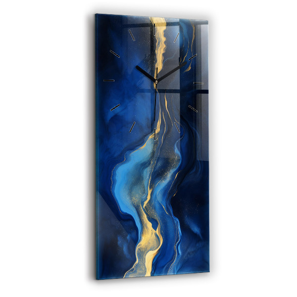 Modern vertical wall clock Blue marble