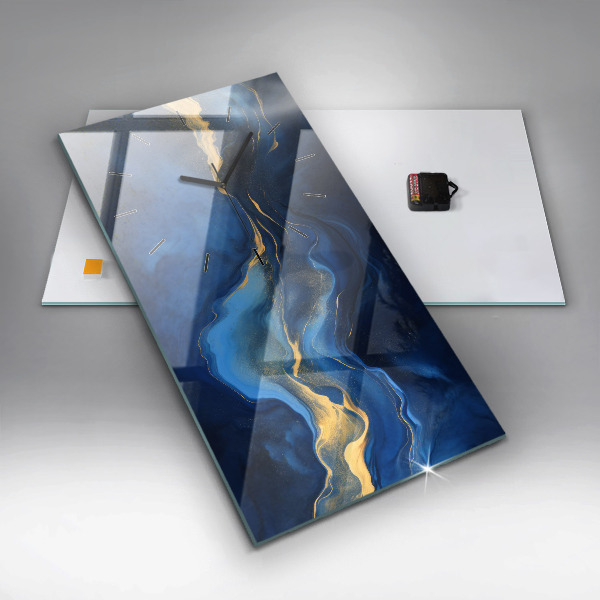 Modern vertical wall clock Blue marble