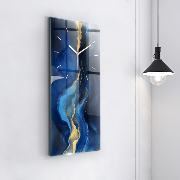 Modern vertical wall clock Blue marble