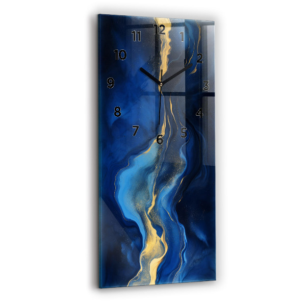 Modern vertical wall clock Blue marble