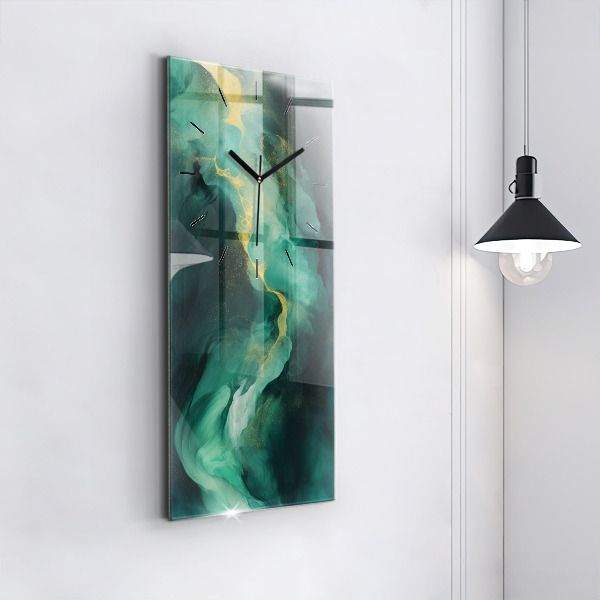 Modern vertical wall clock Green marble