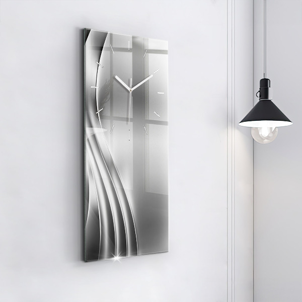 Modern vertical wall clock Silver abstraction