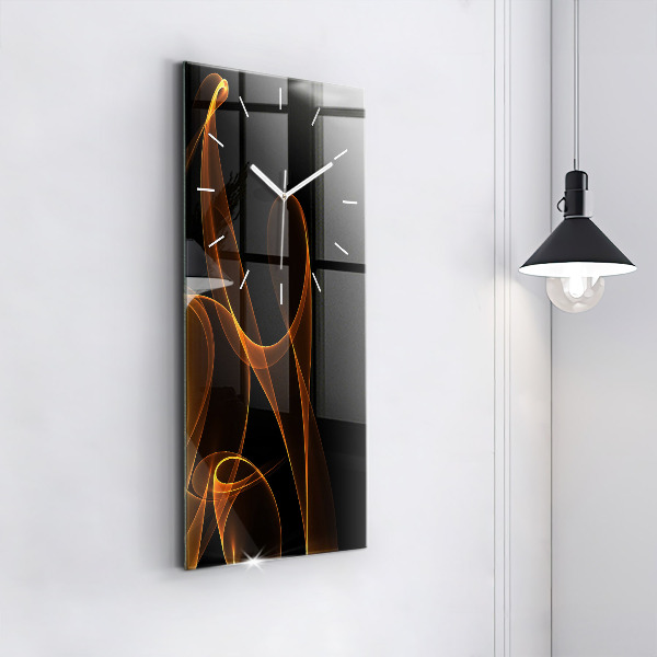 Modern vertical wall clock Orange lines