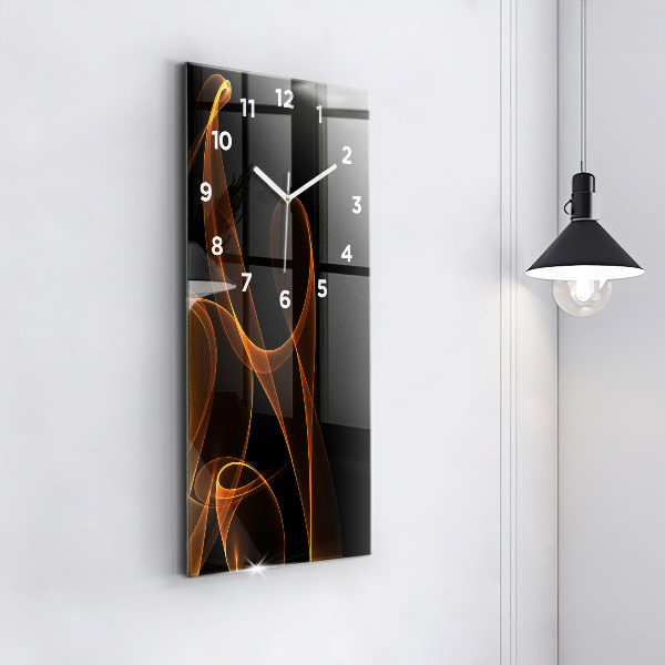 Modern vertical wall clock Orange lines
