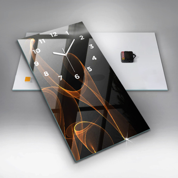 Modern vertical wall clock Orange lines