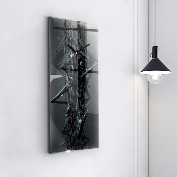 Modern vertical wall clock Black abstraction