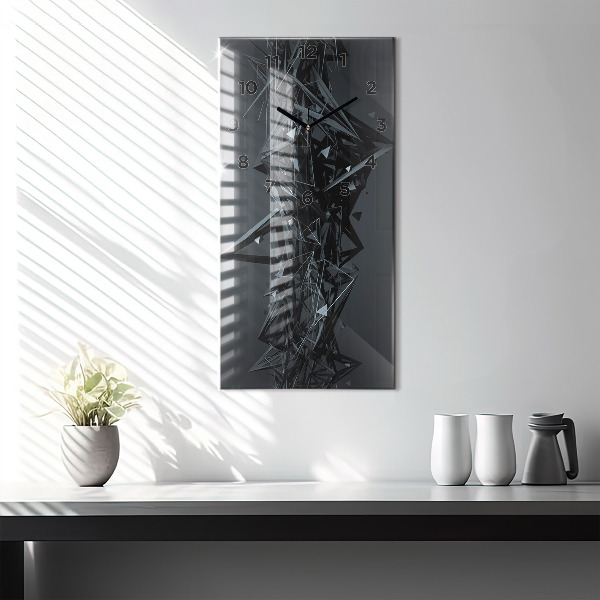Modern vertical wall clock Black abstraction